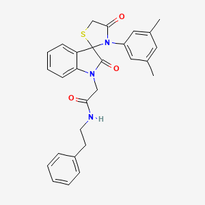 molecular formula C28H27N3O3S B2510097 2-(3'-(3,5-dimethylphenyl)-2,4'-dioxospiro[indoline-3,2'-thiazolidin]-1-yl)-N-phenethylacetamide CAS No. 894558-82-8