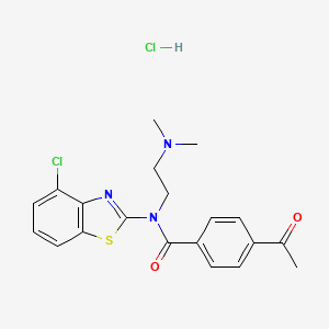 molecular formula C20H21Cl2N3O2S B2510102 4-acetyl-N-(4-chlorobenzo[d]thiazol-2-yl)-N-(2-(dimethylamino)ethyl)benzamide hydrochloride CAS No. 1052530-92-3