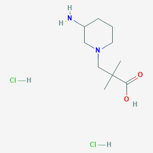 molecular formula C10H22Cl2N2O2 B2510114 3-(3-氨基哌啶-1-基)-2,2-二甲基丙酸；二盐酸盐 CAS No. 2418667-68-0