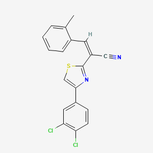 molecular formula C19H12Cl2N2S B2510143 (Z)-2-(4-(3,4-dichlorophenyl)thiazol-2-yl)-3-(o-tolyl)acrylonitrile CAS No. 476668-54-9