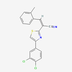 molecular formula C19H12Cl2N2S B2510143 (Z)-2-(4-(3,4-二氯苯基)噻唑-2-基)-3-(邻甲苯基)丙烯腈 CAS No. 476668-54-9