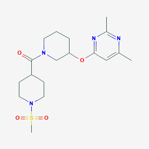 molecular formula C18H28N4O4S B2510147 (3-((2,6-二甲基嘧啶-4-基)氧基)哌啶-1-基)(1-(甲磺酰基)哌啶-4-基)甲酮 CAS No. 2034277-76-2
