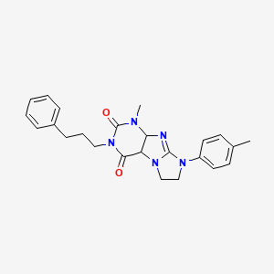 molecular formula C24H25N5O2 B2510152 1-methyl-8-(4-methylphenyl)-3-(3-phenylpropyl)-1H,2H,3H,4H,6H,7H,8H-imidazo[1,2-g]purine-2,4-dione CAS No. 872840-40-9