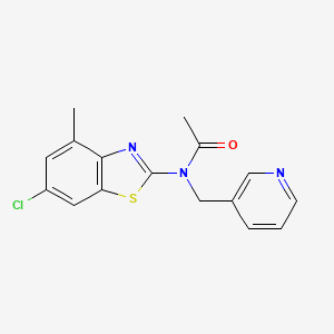 molecular formula C16H14ClN3OS B2510162 N-(6-chloro-4-methylbenzo[d]thiazol-2-yl)-N-(pyridin-3-ylmethyl)acetamide CAS No. 920174-27-2