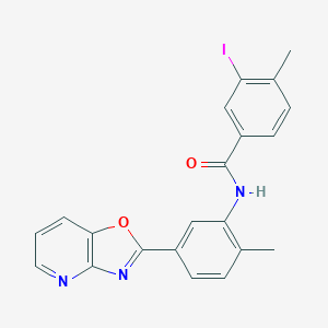 molecular formula C21H16IN3O2 B251017 3-iodo-4-methyl-N-[2-methyl-5-([1,3]oxazolo[4,5-b]pyridin-2-yl)phenyl]benzamide 