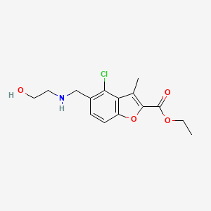 B2510172 Ethyl 4-chloro-5-{[(2-hydroxyethyl)amino]methyl}-3-methyl-1-benzofuran-2-carboxylate CAS No. 356586-66-8