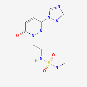 molecular formula C10H15N7O3S B2510184 1-[2-(Dimethylsulfamoylamino)ethyl]-6-oxo-3-(1,2,4-triazol-1-yl)pyridazine CAS No. 1448123-24-7