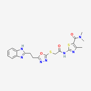 2-(2-((5-(2-(1H-benzo[d]imidazol-2-yl)ethyl)-1,3,4-oxadiazol-2-yl)thio)acetamido)-N,N,4-trimethylthiazole-5-carboxamide