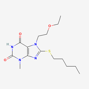 molecular formula C15H24N4O3S B2510201 7-(2-Ethoxyethyl)-3-methyl-8-pentylsulfanylpurine-2,6-dione CAS No. 796880-74-5