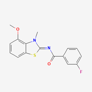 molecular formula C16H13FN2O2S B2510208 (E)-3-fluoro-N-(4-methoxy-3-methylbenzo[d]thiazol-2(3H)-ylidene)benzamide CAS No. 441291-49-2