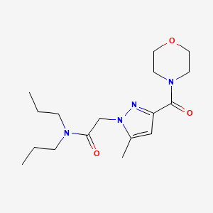 molecular formula C17H28N4O3 B2510211 2-(5-甲基-3-(吗啉-4-羰基)-1H-吡唑-1-基)-N,N-二丙基乙酰胺 CAS No. 1169958-71-7