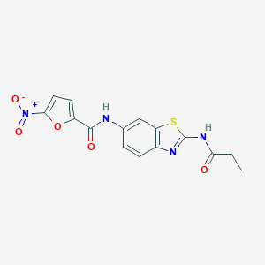 5-nitro-N-[2-(propanoylamino)-1,3-benzothiazol-6-yl]furan-2-carboxamide