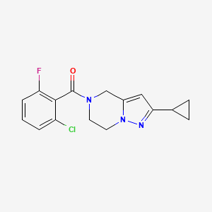 molecular formula C16H15ClFN3O B2510222 (2-chloro-6-fluorophenyl)(2-cyclopropyl-6,7-dihydropyrazolo[1,5-a]pyrazin-5(4H)-yl)methanone CAS No. 2034293-17-7