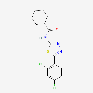 molecular formula C15H15Cl2N3OS B2510229 N-[5-(2,4-dichlorophenyl)-1,3,4-thiadiazol-2-yl]cyclohexanecarboxamide CAS No. 392243-98-0