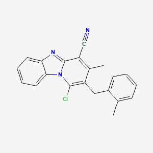 molecular formula C21H16ClN3 B2510232 1-氯-3-甲基-2-(2-甲基苄基)吡啶并[1,2-a]苯并咪唑-4-腈 CAS No. 848994-68-3