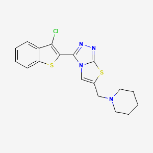 molecular formula C18H17ClN4S2 B2510233 3-(3-Chloro-1-benzothiophen-2-yl)-6-(piperidin-1-ylmethyl)[1,3]thiazolo[2,3-c][1,2,4]triazole CAS No. 883276-07-1