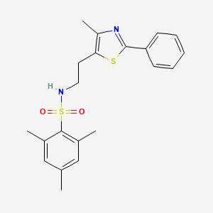 molecular formula C21H24N2O2S2 B2510242 2,4,6-trimethyl-N-[2-(4-methyl-2-phenyl-1,3-thiazol-5-yl)ethyl]benzenesulfonamide CAS No. 894015-11-3