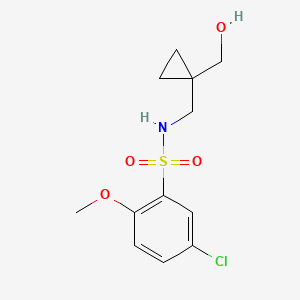 molecular formula C12H16ClNO4S B2510243 5-chloro-N-((1-(hydroxymethyl)cyclopropyl)methyl)-2-methoxybenzenesulfonamide CAS No. 1257547-67-3