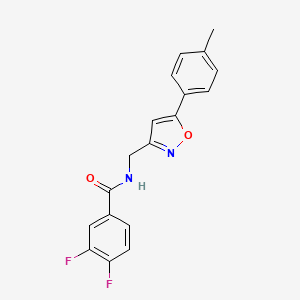 molecular formula C18H14F2N2O2 B2510254 3,4-二氟-N-((5-(对甲苯基)异恶唑-3-基)甲基)苯甲酰胺 CAS No. 946340-53-0