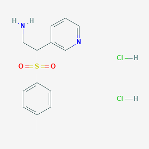 molecular formula C14H18Cl2N2O2S B2510262 2-(4-Methylbenzenesulfonyl)-2-(pyridin-3-yl)ethan-1-amine dihydrochloride CAS No. 1177350-19-4