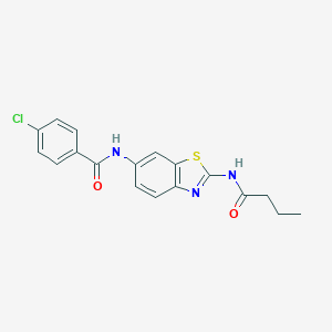 N-[2-(butanoylamino)-1,3-benzothiazol-6-yl]-4-chlorobenzamide