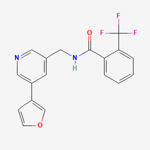 molecular formula C18H13F3N2O2 B2510272 N-((5-(furan-3-yl)pyridin-3-yl)methyl)-2-(trifluoromethyl)benzamide CAS No. 2034497-72-6