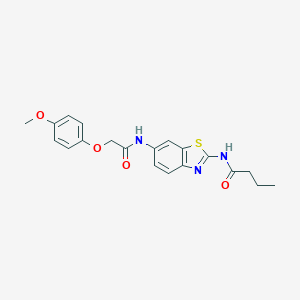 molecular formula C20H21N3O4S B251028 N-(6-{[(4-methoxyphenoxy)acetyl]amino}-1,3-benzothiazol-2-yl)butanamide 