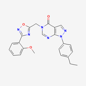 molecular formula C23H20N6O3 B2510281 1-(4-ethylphenyl)-5-((3-(2-methoxyphenyl)-1,2,4-oxadiazol-5-yl)methyl)-1H-pyrazolo[3,4-d]pyrimidin-4(5H)-one CAS No. 1189424-32-5