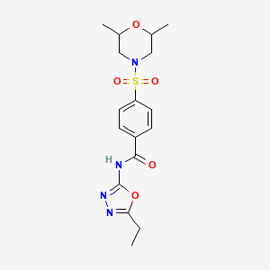 molecular formula C17H22N4O5S B2510288 4-((2,6-dimethylmorpholino)sulfonyl)-N-(5-ethyl-1,3,4-oxadiazol-2-yl)benzamide CAS No. 850935-67-0