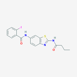 molecular formula C18H16IN3O2S B251029 N-[2-(butanoylamino)-1,3-benzothiazol-6-yl]-2-iodobenzamide 