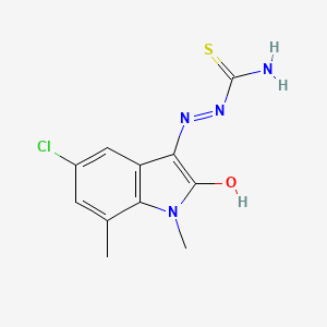 molecular formula C11H11ClN4OS B2510291 5-氯-1,7-二甲基吲哚啉-2-基-3-硫代氨基脲，95% CAS No. 1798421-15-4