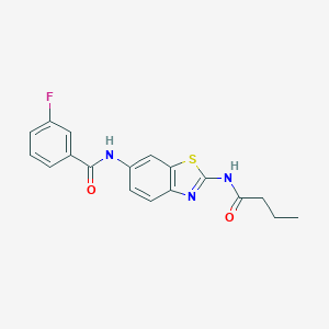 molecular formula C18H16FN3O2S B251030 N-[2-(butyrylamino)-1,3-benzothiazol-6-yl]-3-fluorobenzamide 