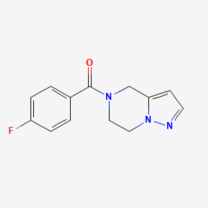 molecular formula C13H12FN3O B2510339 (6,7-dihydropyrazolo[1,5-a]pyrazin-5(4H)-yl)(4-fluorophenyl)methanone CAS No. 2034399-46-5