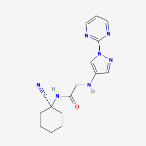 molecular formula C16H19N7O B2510340 N-(1-cyanocyclohexyl)-2-{[1-(pyrimidin-2-yl)-1H-pyrazol-4-yl]amino}acetamide CAS No. 2094604-04-1