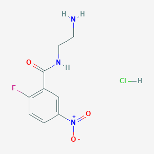 molecular formula C9H11ClFN3O3 B2510345 盐酸N-(2-氨基乙基)-2-氟-5-硝基苯甲酰胺 CAS No. 2237235-69-5