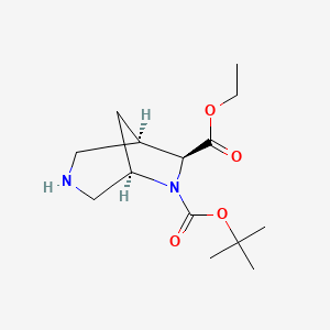 molecular formula C14H24N2O4 B2510346 外消旋-(1R,5S,7S)-6-叔丁基 7-乙基 3,6-二氮杂双环[3.2.1]辛烷-6,7-二羧酸酯 CAS No. 1251012-84-6