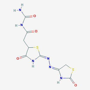 molecular formula C9H10N6O4S2 B2510351 N-carbamoyl-2-((E)-4-oxo-2-((E)-(2-oxothiazolidin-4-ylidene)hydrazono)thiazolidin-5-yl)acetamide CAS No. 868155-14-0