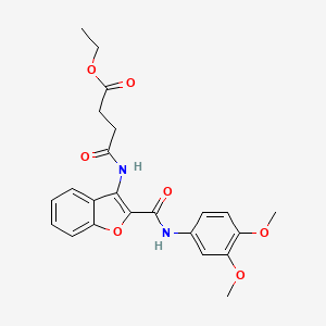 molecular formula C23H24N2O7 B2510352 Ethyl 4-((2-((3,4-dimethoxyphenyl)carbamoyl)benzofuran-3-yl)amino)-4-oxobutanoate CAS No. 888457-20-3