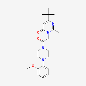 molecular formula C22H30N4O3 B2510353 6-(tert-butyl)-3-(2-(4-(2-methoxyphenyl)piperazin-1-yl)-2-oxoethyl)-2-methylpyrimidin-4(3H)-one CAS No. 1421451-51-5