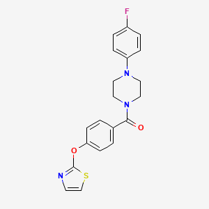 molecular formula C20H18FN3O2S B2510356 (4-(4-氟苯基)哌嗪-1-基)(4-(噻唑-2-氧基)苯基)甲苯酮 CAS No. 2034322-63-7