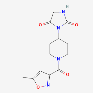 molecular formula C13H16N4O4 B2510357 3-(1-(5-甲基异恶唑-3-羰基)哌啶-4-基)咪唑烷-2,4-二酮 CAS No. 2034427-55-7