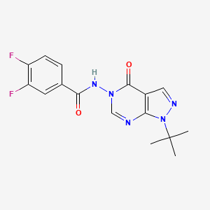 molecular formula C16H15F2N5O2 B2510359 N-{1-tert-butyl-4-oxo-1H,4H,5H-pyrazolo[3,4-d]pyrimidin-5-yl}-3,4-difluorobenzamide CAS No. 899945-26-7