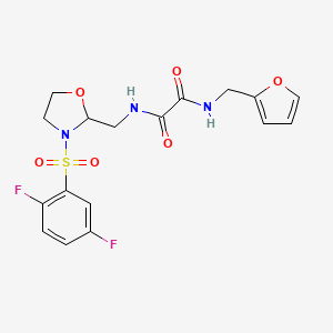 molecular formula C17H17F2N3O6S B2510360 N1-((3-((2,5-difluorophenyl)sulfonyl)oxazolidin-2-yl)methyl)-N2-(furan-2-ylmethyl)oxalamide CAS No. 868983-72-6