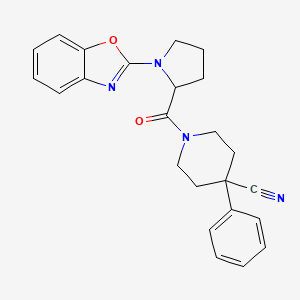 molecular formula C24H24N4O2 B2510363 1-(1-(Benzo[d]oxazol-2-yl)pyrrolidine-2-carbonyl)-4-phenylpiperidine-4-carbonitrile CAS No. 1796919-07-7