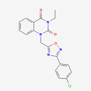 molecular formula C19H15ClN4O3 B2510367 1-((3-(4-chlorophenyl)-1,2,4-oxadiazol-5-yl)methyl)-3-ethylquinazoline-2,4(1H,3H)-dione CAS No. 1207014-43-4