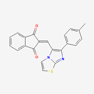 molecular formula C22H14N2O2S B2510368 2-{[6-(4-methylphenyl)imidazo[2,1-b][1,3]thiazol-5-yl]methylene}-1H-indene-1,3(2H)-dione CAS No. 861213-01-6