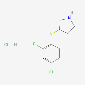molecular formula C10H12Cl3NS B2510370 (S)-3-((2,4-Dichlorophenyl)thio)pyrrolidine hydrochloride CAS No. 1354000-39-7