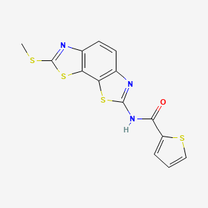 molecular formula C14H9N3OS4 B2510372 N-(2-methylsulfanyl-[1,3]thiazolo[4,5-g][1,3]benzothiazol-7-yl)thiophene-2-carboxamide CAS No. 477503-37-0