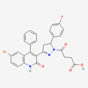 4-(3-(6-bromo-2-hydroxy-4-phenylquinolin-3-yl)-5-(4-fluorophenyl)-4,5-dihydro-1H-pyrazol-1-yl)-4-oxobutanoic acid