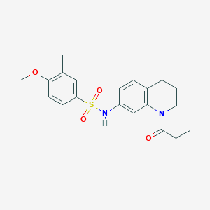 molecular formula C21H26N2O4S B2510381 N-(1-isobutyryl-1,2,3,4-tetrahydroquinolin-7-yl)-4-methoxy-3-methylbenzenesulfonamide CAS No. 1005298-79-2